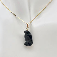 Load image into Gallery viewer, Obsidian Penguin Pendant Necklace | Semi Precious Stone Jewelry | 14K Pendant
