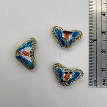 Load image into Gallery viewer, Aqua Blue Cloisonne Butterfly Pendant Beads | 16x10x6mm | 3 Beads |