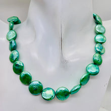 Load image into Gallery viewer, Minty Green 12 to 13mm Freshwater Coin Pearl Strand 109442