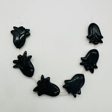 Load image into Gallery viewer, Hand Carved Black Obsidian Flower Bead 8 inch Strand 10192HS