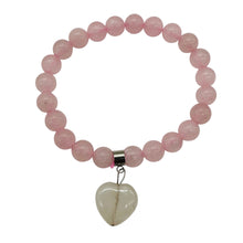 Load image into Gallery viewer, Beautiful Rose Quartz Bracelet with Heart and Sterling Silver Accent | 8" Long |