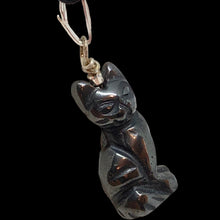 Load image into Gallery viewer, Adorable! Hematite Cat & Solid Sterling Silver Pendant 509257HMS
