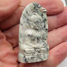 Load image into Gallery viewer, Harmony Stone Jade Buddha Pendant Bead | 50x30mm | Green White | 1 Pendant Bead|