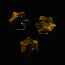 Load image into Gallery viewer, 3 Twinkling Carved Tiger Eye 6-Point Star Beads 9245Te