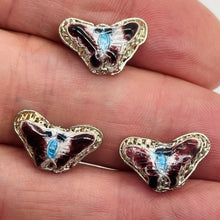 Load image into Gallery viewer, Cloisonne Butterfly Pendant Beads | Purple, Blue, Silver | 16x10x6mm | 3 Beads |