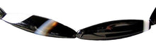Load image into Gallery viewer, 2 Beads of Black & White Sardonyx 3-Sided 40x10mm Tube Beads 005983