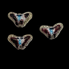 Load image into Gallery viewer, Cloisonne Butterfly Pendant Beads | Purple, Blue, Silver | 16x10x6mm | 3 Beads |