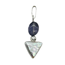 Load image into Gallery viewer, Iolite and Pearl Sterling Silver Pendant |1 3/8" Long| Purple, White| 1 Pendant|