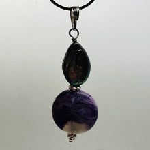 Load image into Gallery viewer, Charoite, Fresh Water Pearl Sterling Silver Pendant | Lavender | 1 3/4" Long |