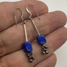 Load image into Gallery viewer, Spark Stardust Lapis Dangle Drop Silver Earrings 5697