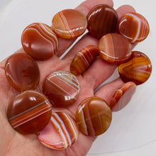 Load image into Gallery viewer, Red Sardonyx Agate Coin Pendant Bead 8" Strand (7 Beads) 5677HS