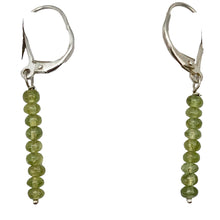 Load image into Gallery viewer, Untreated Green Sapphire Sterling Silver Roundel 9 Bead Earrings | 1 1/2" Long |
