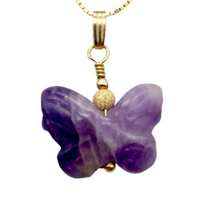 Load image into Gallery viewer, Flutter Carved Light Purple Amethyst Butterfly 14K Gold Filled Pendant 509256AMG