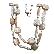 Load image into Gallery viewer, Pearl Gentle Peach Sterling Silver Double Strand Necklace | 18" | Peach White |