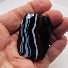 Load image into Gallery viewer, Onyx Flat Faceted Translucent Pendant Bead | 50x48x14mm | Black White | 1 Bead |