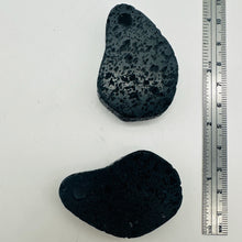 Load image into Gallery viewer, Lava Stone Carved Teardrop Pendant Beads | 48x34x7mm | Black | 2 Beads |