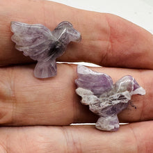 Load image into Gallery viewer, Lovely 2 Hand Carved Amethyst Dove Bird Beads | 18x18x7mm | Purple