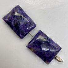 Load image into Gallery viewer, 80cts of Rare Rectangular Pillow Charoite Beads | 2 Beads | 25x19x8mm |