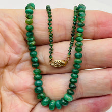 Load image into Gallery viewer, Emerald Graduated 3 to 7mm Rondelle Necklace | 26" Long | 77 tcw | Green |