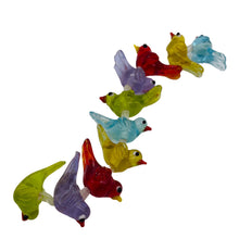 Load image into Gallery viewer, Lampwork Glass Birds | Blue, Yellow, Red, Green, Purple | 25x12x8mm | 10 Beads |