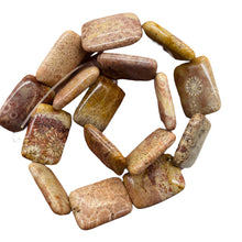 Load image into Gallery viewer, Fossilized Coral Rectangle Pendant Beads | 24x17x7mm | Red, Brown | 4 Beads |
