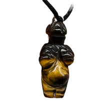 Load image into Gallery viewer, Tigereye Stone Goddess Pendant Necklace | 3/4' Long | Bronze | 1 Pendant |