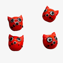 Load image into Gallery viewer, Kitty Cat Ceramic Round Beads | 15mm | Red | 4 Beads |