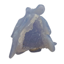 Load image into Gallery viewer, Blue Chalcedony Carved Druzy 65 cts Triple Drilled Flower Bead | 40x25x20mm |