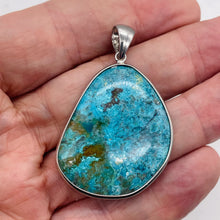 Load image into Gallery viewer, Chrysocolla Sterling Silver Oval Pendant | 2" Long | Blue | 1 Pendant |