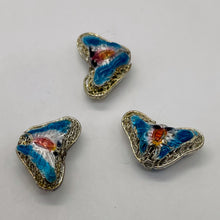 Load image into Gallery viewer, Aqua Blue Cloisonne Butterfly Pendant Beads | 16x10x6mm | 3 Beads |