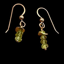 Load image into Gallery viewer, Peridot Natural Green Faceted Rondelle 14K Gold Filled Earrings | 1" Long |