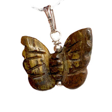 Load image into Gallery viewer, Tiger Eye Butterfly Pendant Necklace|Semi Precious Stone Jewelry|Silver Pendant
