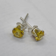 Load image into Gallery viewer, November Birthstone 5mm Lab Citrine Sterling Silver Earrings