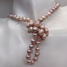 Load image into Gallery viewer, Fresh Water Pearl Knotted on Silk Necklace | 33" Long| Lavender Pink| 1 Necklace