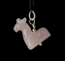 Load image into Gallery viewer, Graceful! Carved Rose Quartz Girafffe 925 Sterling Silver Pendant 509267RQS