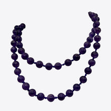 Load image into Gallery viewer, Royal Amethyst Necklace Knotted on Silk | 8mm |Round | 32&quot; Long | Purple | 1 |
