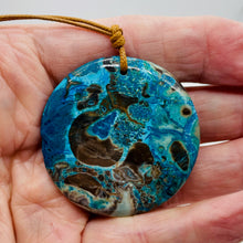 Load image into Gallery viewer, Chrysocolla Carved Pendant Bead | Coin | 2x3/8" | Green Blue | 1 Bead |