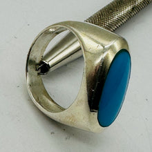 Load image into Gallery viewer, Turquoise Sterling Silver with Oval Stone Ring | Size 7 | Blue, Silver | 1 Ring|