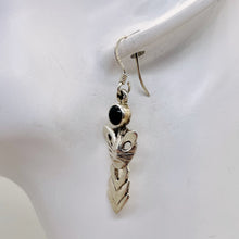 Load image into Gallery viewer, Stellar! Black Onyx Sterling Silver Kitty Cat Earrings | 1 1/2" Long |