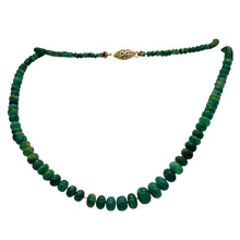 Load image into Gallery viewer, Emerald Graduated 3 to 7mm Rondelle Necklace | 26" Long | 77 tcw | Green |