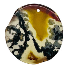 Load image into Gallery viewer, Limbcast Moss Agate Disc Pendant Bead | 33x2mm | Orange, White | 1 Bead |