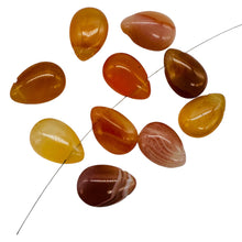 Load image into Gallery viewer, Botswana Agate Briolette Beads 10 Orange Pink Gemstone 12mm Jewelry Making