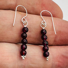 Load image into Gallery viewer, Rhodolite Garnet Sterling Silver Drop Earrings | 1 1/4 inches long |