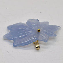 Load image into Gallery viewer, Hand Carved Natural Blue Chalcedony Flower and 14Kgf Pendant | 1" Long |