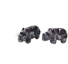 Load image into Gallery viewer, Sturdy 2 Carved Hematite Rhinosceros Beads 9275HM | 20x13x8mm | Silver black