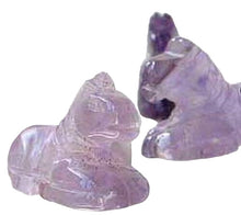 Load image into Gallery viewer, Adorable! 2 Carved Amethyst Horse Pony Animal Beads | 20x15x9mm | Purple
