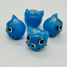 Load image into Gallery viewer, Kitty Cat Ceramic Round Beads | 15mm | Egyptian Blue | 4 Beads |