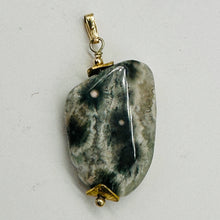 Load image into Gallery viewer, Ocean Jasper 14K Gold Filled Pendant| 1 5/8" Long| Gold, Green, Gray| 1 Pendant|