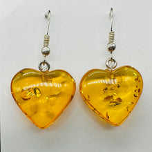 Load image into Gallery viewer, Amber Heart Dangle Earrings | 1 1/4" Long | Amber | 1 Pair Earrings |