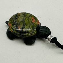 Load image into Gallery viewer, Unakite Stone Turtle Pendant Necklace | 3/4' Long | Green, Pink | 1 Pendant |